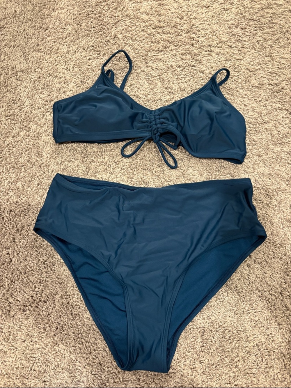 Navy blue bikini high waisted